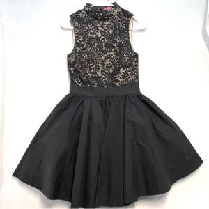 Chi Chi London Short Black Party Dress Size 6 Lace Crinoline Flare Cocktail